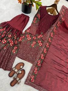 <b>Presenting</b> New Eid Collection In Pure Silk With Heavy Embroidery Sequence Work Top-Bottom And Dupatta Set Fully Stitched - Product Image 6