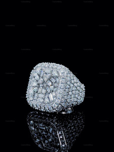 Anillo de Compromiso de Moissanita con Corte Mixto, Anillo de Boda con Halo, Engaste de Puntas, Estilo Clásico, Plata de Ley 925, Anillo para Mujer o Unisex - Product Image 5