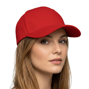 Casquette de baseball rouge à 6 panneaux unisexe en coton ajustée, couleur unie, taille adulte 58-60CM - Product Image 3