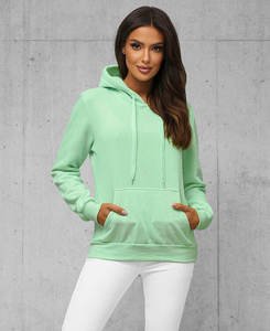 เสื้อสเวตเชิ้ตมีฮู้ดสีเขียวมิ้นท์สำหรับผู้หญิง แขนยาว ผ้าฝ้ายฟลีซ มีกระเป๋า ระบายอากาศได้ดี เหมาะสำหรับฤดูหนาว สวมใส่สบาย น้ำหนัก 320 กรัม - Product Image 1