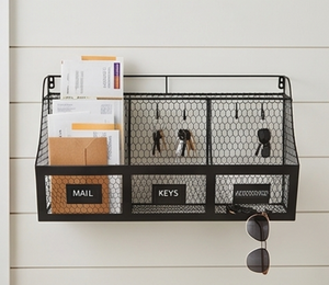 Modern Wall Mounted Metal Wire Storage Basket <b>Rectangle</b> Multi-Purpose Neatening Organizer Stylish Home Organizer - Product Image 4