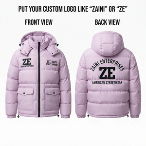 ZAINI <b>Mens</b> Quilted <b>Jacket</b> 500g Polyester Worsted Fabric Garment Dyed Stand Collar Brown Hooded Waterproof Windproof Winter OEM - Product Image 1