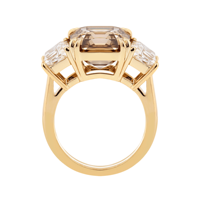 Bague d'anniversaire en or massif 18 carats avec diamant de laboratoire taille Asscher 7 carats et pierres latérales trapèze, double griffe, bijoux