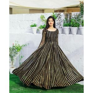 RICH LOOK GEORGETTE BRODERIE SEQUENCE TRAVAIL SEULEMENT ROBE NOIR - Product Image 1