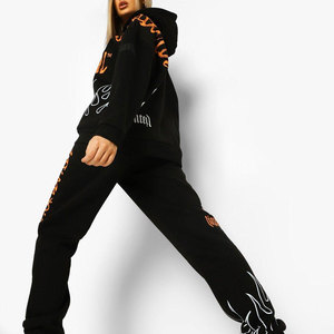Women's Solid Color Hooded Eco-Friendly Tracksuit <b>Set</b> Full Sleeve Pullover Front Casual Regular Fit with Side Pocket Winter Wear - Product Image 2