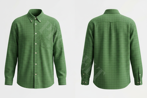 Chemise habillée à carreaux personnalisée, boutonnée, décontractée, à manches longues, en mélange de coton, avec logo personnalisé - Product Image 5