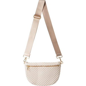 Sac bandoulière minimaliste en cuir synthétique microfibre, motif losanges, bandoulière arquée détachable, unisexe - Product Image 1