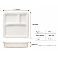 Assiette carrée jetable en bagasse de 10 pouces, compartimentée, compostable, pour plats à emporter, blanche, résistante au congélateur, robuste, pour mariages et fêtes