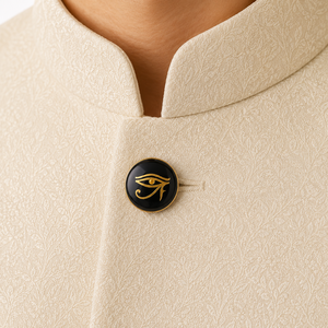 Botón de ojo de Horus en esmalte dorado para hombre, joyería formal, negro con detalles dorados - Product Image 3