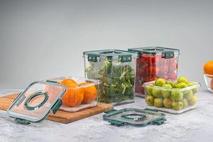 Boîtes de conservation alimentaire hermétiques carrées avec couvercles verrouillables pour fruits et légumes frais, organisateur de rangement pour cuisine et garde-manger - Product Image 6