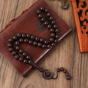 Cuentas de plástico, madera y acrílico de color madera, joyería religiosa musulmana árabe, rosario de oración islámico Tasbih con luna, artesanía natural - Product Image 1