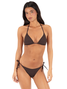 Ensemble bikini deux pièces pour femme, haut dos nu, bas à nouer sur les côtés, imprimé dessin animé côtelé, en spandex, séchage rapide, maillot de bain à cordon de serrage - Product Image 1