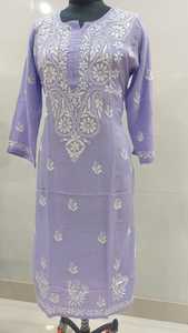Kurti Lavanda Recto para Mujer con Elegante Estampado Floral Blanco, Compre Directamente del Proveedor - Product Image 5