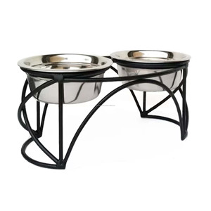 Cuencos de comida con soporte, tazón doble elevado y soporte para gatos y perros pequeños, Soporte de alambre de Metal negro - Product Image 4