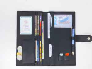 WRIZA Portefeuille de voyage RFID noir haut de gamme avec fermeture à bouton-pression, emplacements pour cartes et compartiment sécurisé pour documents - Product Image 5