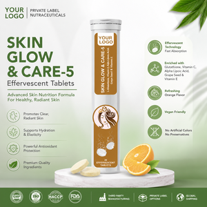 Comprimés effervescents pour soins de la peau à marque privée, enrichis en L-Glutathion, Vitamine C, Vitamine E, Fabricant tiers - Product Image 1