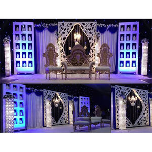 Incroyable bougie de mariage allumée décoration de scène bougie de réception de mariage moderne toile de fond scène de mariage chic avec murs bougies USA - Product Image 1