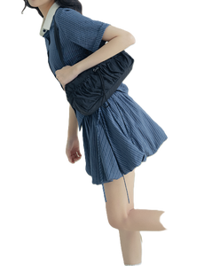 Tenue d'automne mignonne en deux pièces en organza de coton/spandex de haute qualité. Chemise à manches courtes et bas à volants/ballon. Vêtements en gros ODM - Product Image 3