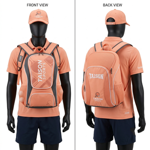 Bolsa de Tenis Premium de Poliéster 900 GSM, Diseño Multicolor Naranja y Negro, Bordado Personalizado, Logotipo Serigrafiado por Transferencia de Calor - Product Image 2