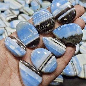 Lot de cabochons en opale bleue naturelle Owyhee, opale bleue pigeon, formes variées, taille libre, pour la fabrication de bijoux - Product Image 3