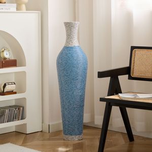 Vase de sol élégant bicolore brun foncé de 39 pouces, en rotin artificiel durable, accessoire décoratif de grande taille - Product Image 3