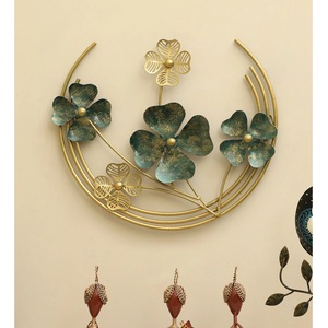 Best Selling Metal Floral <b>Wall</b> Art Boho Style Gold <b>Frame</b> Green Patina Handmade Decor Circular Shape Home Decoration - Product Image 1