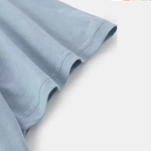 Camiseta de Manga Corta para Hombre, Cuello Redondo, Color Azul Claro, 100% Algodón Jersey, Transpirable, Corte Regular, Color Sólido, Tejido de Punto - Product Image 4