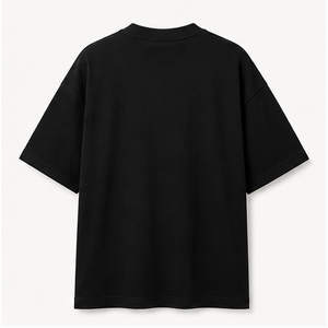 เสื้อยืดผู้ชายไซส์ใหญ่ สีดำล้วน แขนสั้น คอกลม ผ้าเจอร์ซีย์ถัก คอตตอน ความยาวปกติ แบบเรียบ - Product Image 4