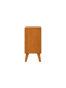 Mesita de Noche Moderna de Mediados de Siglo con Patas de Madera, Puerta de Ratán y Acabado Natural, Gabinete de Almacenamiento para Dormitorio - Product Image 5