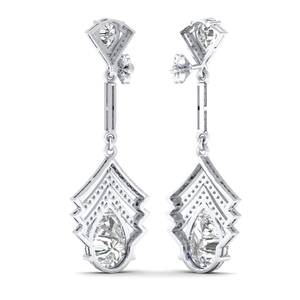 Pendientes REYES de Diseño Clásico con Corte de Pera, Moissanita de 10.75 Quilates, Cierre de Rosca, para Mujer, Oro Sólido de 14K, Joyería de Lujo - Product Image 4