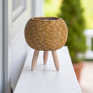 Maceta de ratán para uso en balcones y jardines, colgante y de pie, soporte para plantas de fibra natural, estilo bohemio, decoración para el hogar y la oficina. - Product Image 2