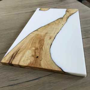 Tabla de Cortar de Madera de Acacia Premium con Resina Oceánica, Tabla de Charcutería Rectangular con Ondas Marinas Azules, Bandeja para Servir Queso, Venta al por Mayor - Product Image 5