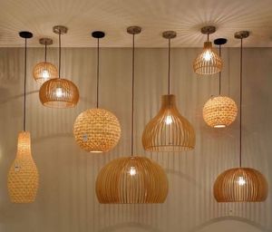 Lampe suspendue en bambou naturel Luminaire artisanal pour décoration écologique de la maison - Product Image 4