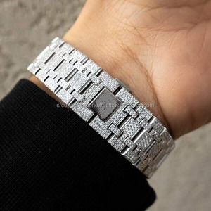 Full Diamond Watch Custom Men Women High-end Luxury Bling Vvs Moissanite Hip Hop <b>Iced</b> Out <b>Stainless</b> <b>Steel</b> Mechanical Watches - Product Image 3