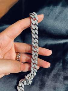 Collar de Cadena Cubana de Plata 925 con Baño de Oro Rosa y Diamantes de Moissanita, Joyería Hip Hop para Fiestas, Regalo para Amigos - Product Image 4