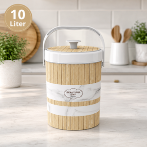 Seau à riz en plastique de qualité alimentaire Nandos Premium 10L beige, surface durable anti-rayures, double couche thermique, écologique - Product Image 1