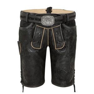 Shorts Lederhosen traditionnels bavarois pour hommes, 100 % polyester satiné, anti-plis, imperméables, décontractés élégants, écologiques, style allemand - Product Image 1