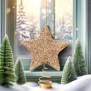 Décorations d'arbre de Noël en jonc de mer faites à la main, étoiles décoratives pour arbres de Noël, prix de gros, fournitures de fêtes - Product Image 5