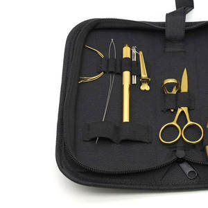 Kit d'outils professionnels pour extensions de cheveux à prix abordable : pinces métalliques dorées, aiguilles à crochet, ciseaux et pinces pour l'installation et le retrait - Product Image 3
