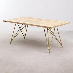 Mesa de Comedor Rectangular Vandana Hexa Cresta de Madera (Madera Maciza y Patas de Metal) - Product Image 3