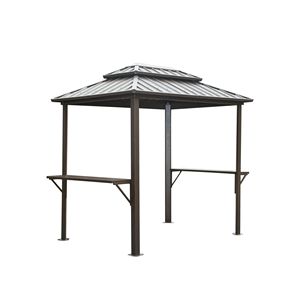 Marrone in alluminio BBQ Gazebo 8 '6' esterno struttura in metallo doppio tetto duro tavoli di servizio per Patio cortile Gazebo baldacchino pergolato - Product Image 1