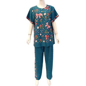 Pyjama décontracté pour femmes, ensemble composé d'un haut à manches courtes et d'un pantalon long, confortable à porter au quotidien par Chrysanta - Product Image 4