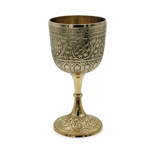 Luxury Silver Plated Brass Goblet Chalice Dual Tone Antique Finish | Decorative <b>Cup</b> <b>for</b> Home Decor Wedding Party Tableware - Product Image 1