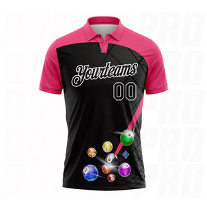 Camiseta Polo Personalizada Negra, Rosa y Blanca con Diseño de Bolas de Billar, Transpirable, de Secado Rápido, para Golf, con Logotipo Personalizado - Product Image 2
