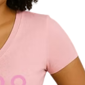 Camiseta Gráfica Rosa con Cuello en V para Mujer, Estilo Casual, Urbano, Cómodo, Suave, Ropa de Moda para Uso Diario - Product Image 3