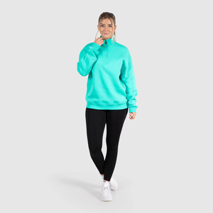 Nouvelle Collection : Sweat-shirts en molleton de coton personnalisables pour femme, coupe oversize à épaules tombantes, manches longues, col montant, coupe carrée, tricotés - Product Image 3