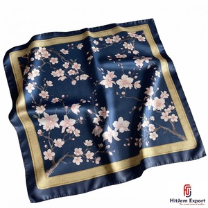Custom Luxury <b>Silk</b> <b>Scarf</b> Printed Womens Lightweight Square Headscarf OEM ODM Manufacturer Taiwan Custom Fabric Products - Product Image 3