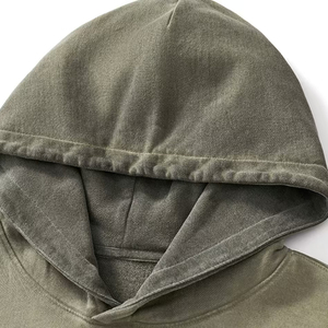 2025 unisexe personnalisé lavage à l'acide lourd polaire à capuche grande taille Streetwear Vintage Design sans ficelle Zip coton hiver - Product Image 3