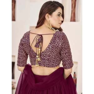 Charming Purple <b>Sequins</b> Georgette Engagement Wear Lehenga Choli for Women - Product Image 2