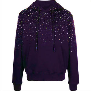 เสื้อฮู้ดสีเขียวประดับเพชรเทียม ลายจุด ผ้าถักโพลีเอสเตอร์ สำหรับผู้ชาย สวมใส่สบายๆ ในฤดูใบไม้ร่วง ทรงปกติ - Product Image 4